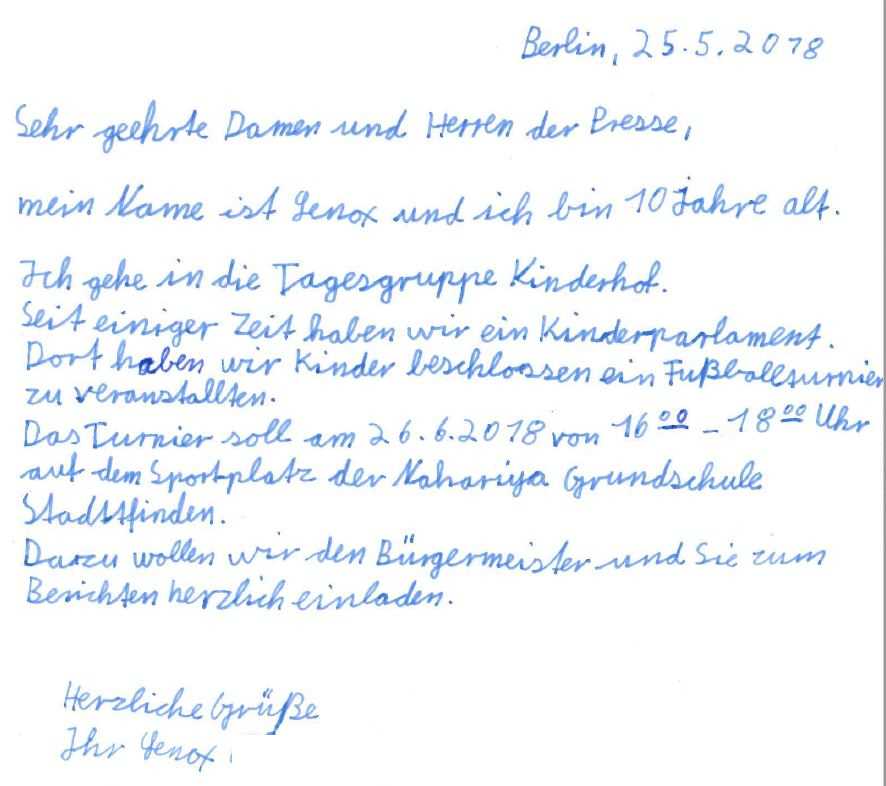 Brief Tannenhof Fussballturnier2018 