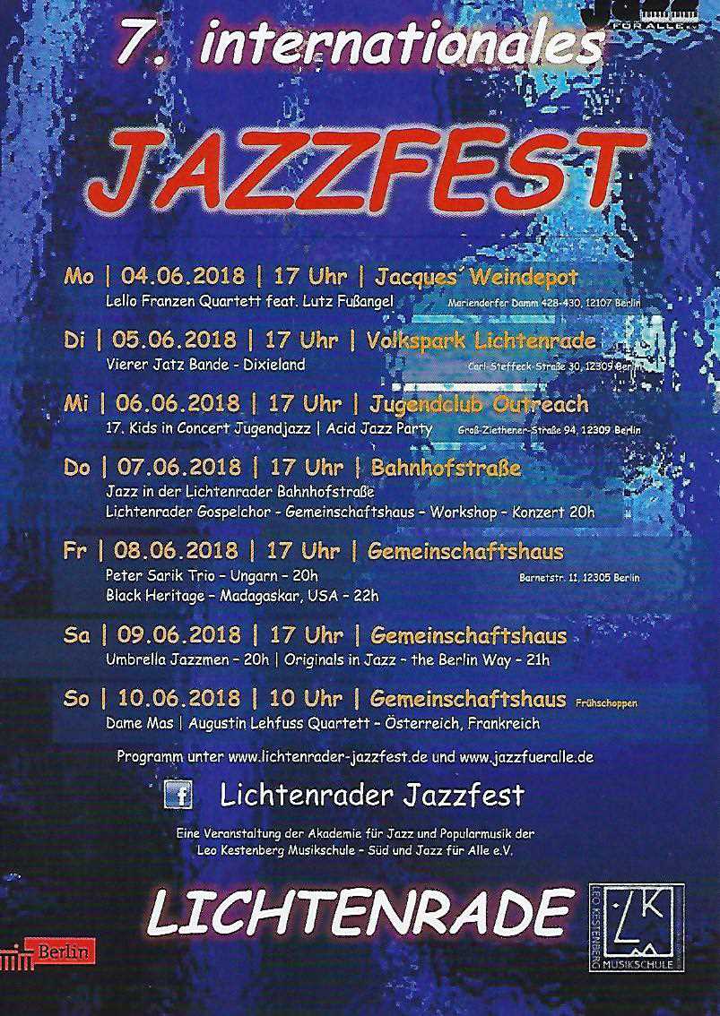 Jazzfest Lichtenrade 2018 1 Programm